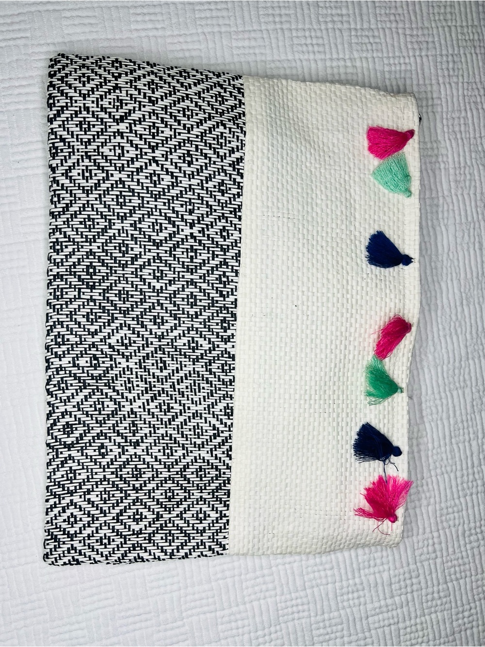 Mixit White Pouch with Hot Pink Zipper